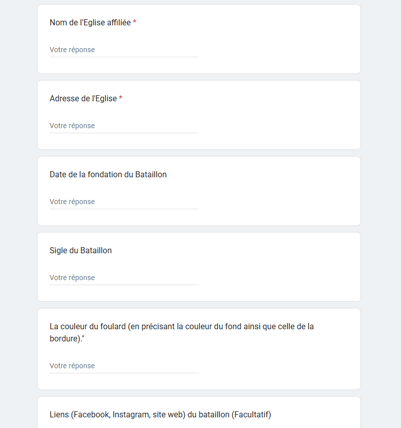 Formulaire d'inscription